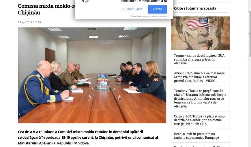 Comisia mixtă moldo-română în domeniul apărării se reuneşte la Chişinău