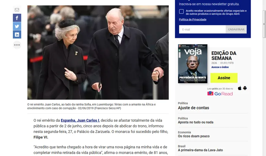 Fostul rege Juan Carlos al Spaniei, anchetat pentru un contract privind construirea unei căi ferate
