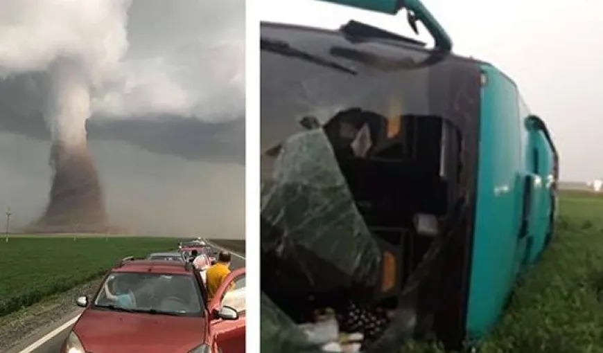 Imagini şocante din interiorul autocarului lovit de tornadă. Pasagerii au spart geamurile ca să poată ieşi VIDEO