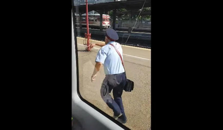 SCENE DEMENŢIALE „Naşul” unui tren Săgeata Albastră, uitat de mecanic pe peronul Gării de Nord VIDEO