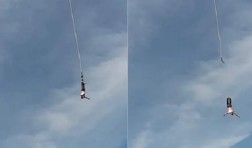 Accident înfiorător la bungee jumping. Coarda care susţinea un săritor s-a rupt, iar acesta s-a prăbuşit în gol VIDEO