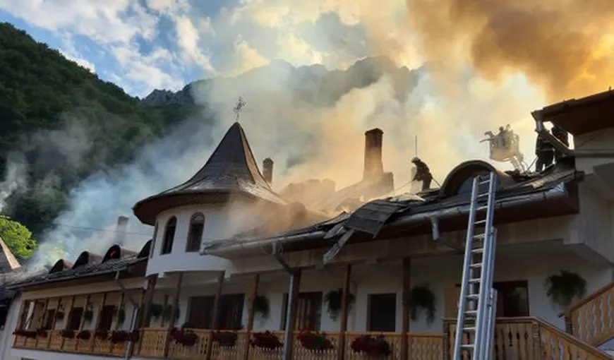 S-a aflat cauza incendiului de la Mănăstirea Râmeţ. Toţi pompierii au fost retraşi din dispozitiv