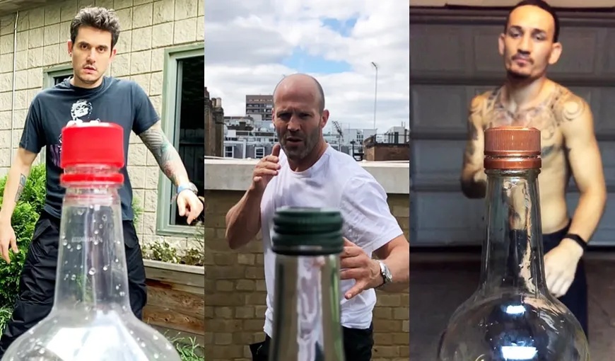 Bottle Challenge, ultima provocare virală care face ravagii printre vedete. Jason Statham şi Connor McGregor în acţiune VIDEO