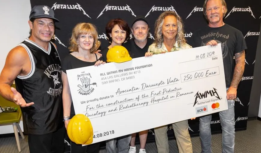 Trupa Metallica, donaţie de 250.000 de euro pentru spitalul oncologic pentru copii, construit de „Dăruieşte viaţa”