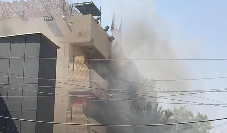 Ambasada României la Bagdad a fost cuprinsă de flăcări. Toţi angajaţii au fost evacuaţi