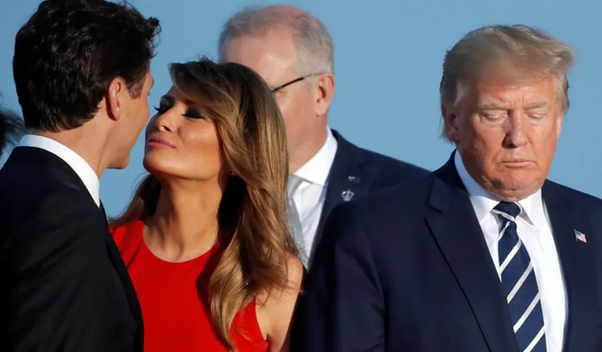 Imagini virale: Melania Trump, în ipostază insolită. S-a sărutat în public cu Justin Trudeau chiar sub nasul soţului ei VIDEO