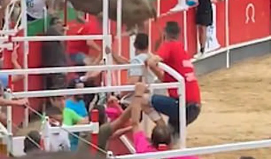 Coridă sângeroasă: un taur s-a înverşunat şi a atacat spectatorii din tribună VIDEO