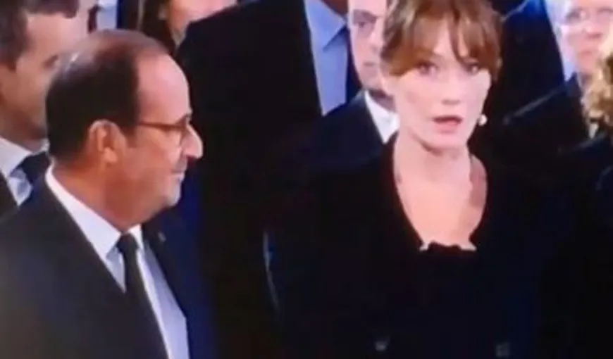 Incident inedit la funeraliile lui Jacques Chirac: Francois Hollande a speriat-o pe Carla Bruni VIDEO