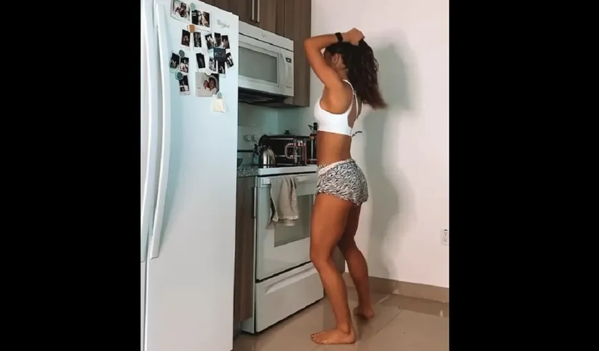 INCENDIAR! Cum a fost surprinsă o sportivă de top în bucătărie VIDEO