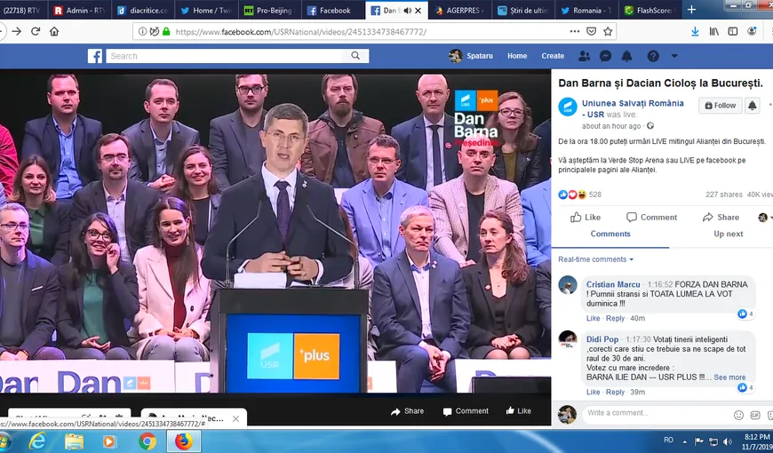 Dan Barna şi Dacian Cioloş, ultimul miting electoral înainte de alegerile din 10 noiembrie. Imagini de la eveniment VIDEO