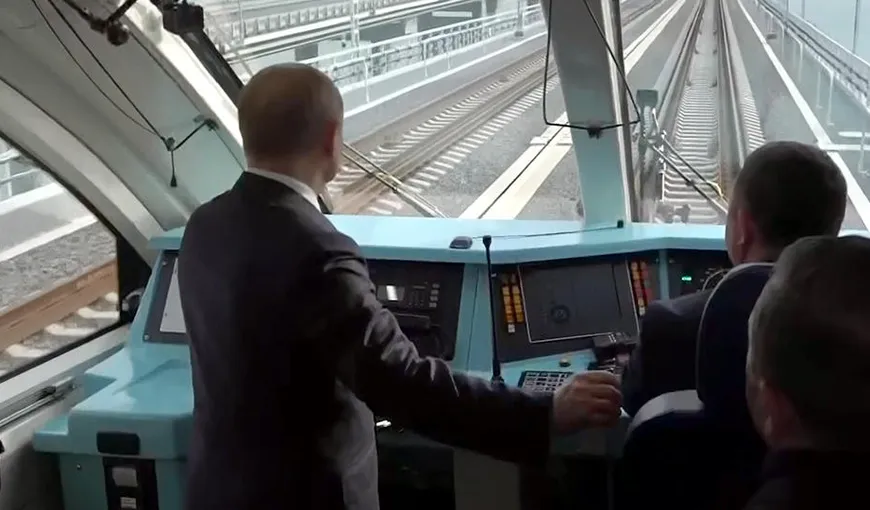 Anchetă penală după ce un tren de pasageri a intrat din Rusia în Crimeea. Vladimir Putin se afla în tren