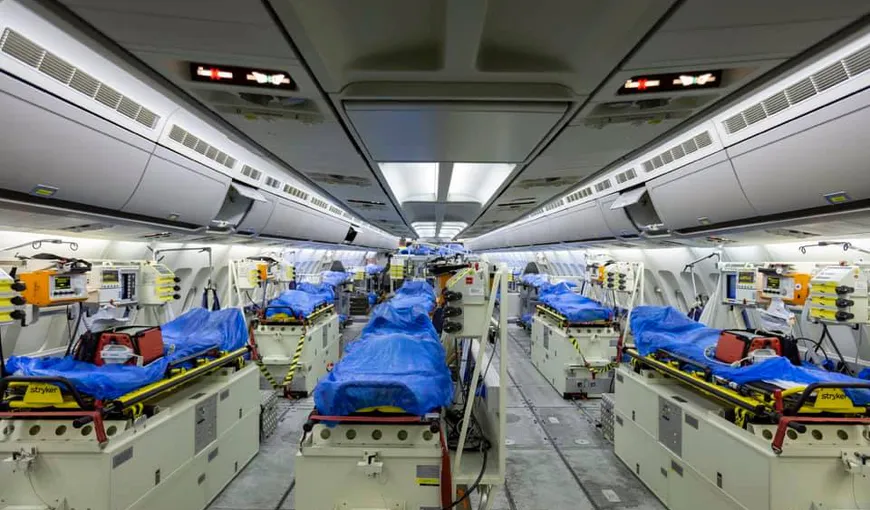 Cum arată avionul cu care Germania preia pacienţii confirmaţi cu COVID-19 din Europa. O adevărată secţie de terapie intensivă cu aripi