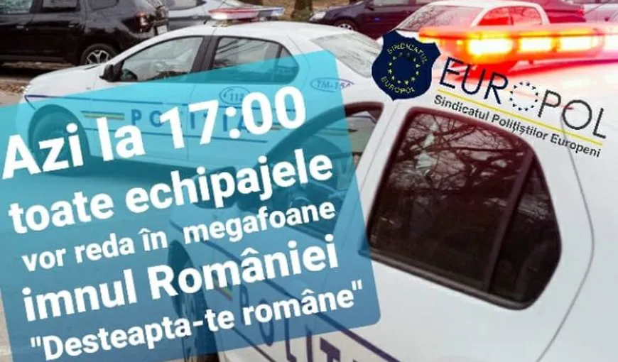 Imnul României va fi difuzat în toată ţara, la ora 17:00, prin difuzoarele maşinilor de poliţie