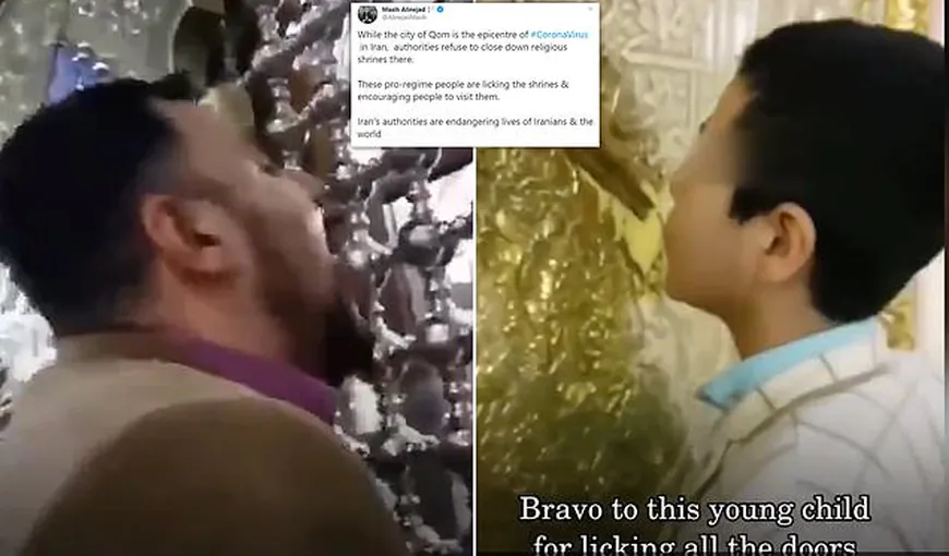 „Vreau să iau tot coronavirusul!”. Imaginile cu iranienii lingând altarele au devenit virale VIDEO
