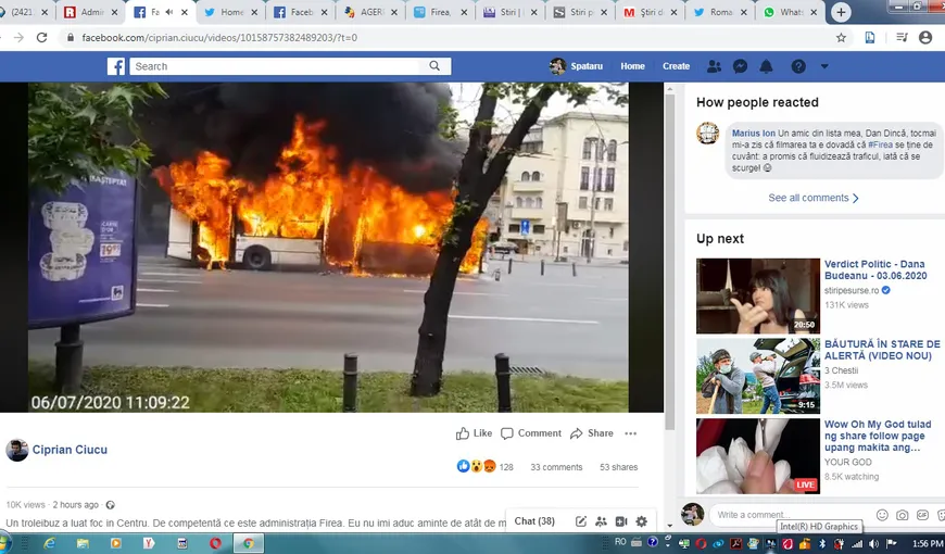 Gabriela Firea, după ce un troleibuz a luat foc în Capitală: „Sper ca toţi cei care blochează intenţionat licitaţii să vadă imaginile”