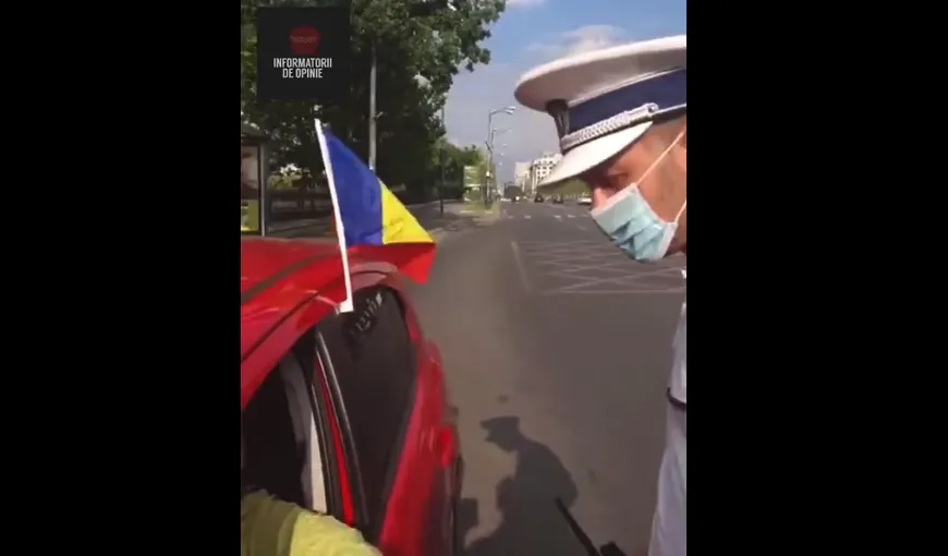 Şoferiţă oprită în trafic de Poliţie, pentru că avea agăţat de maşină un steag: „Aţi depăşit gabaritul maşinii” VIDEO
