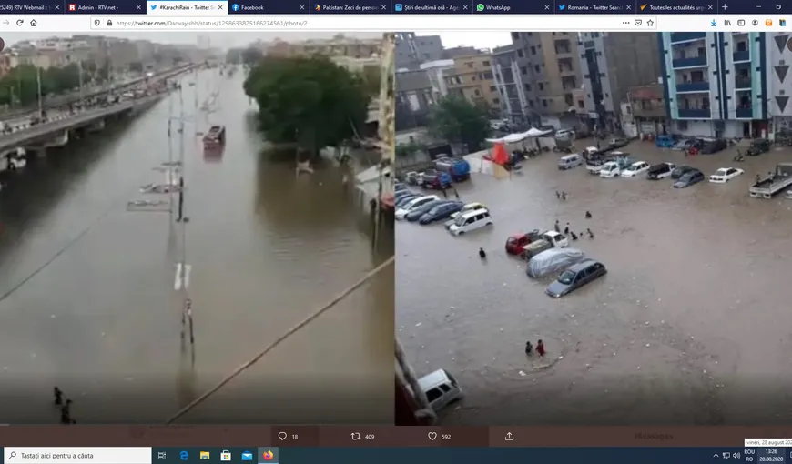 Inundaţii catastrofale, cele mai mari din ultimii 90 de ani. Zeci de persoane şi-au pierdut viaţa la Karachi VIDEO