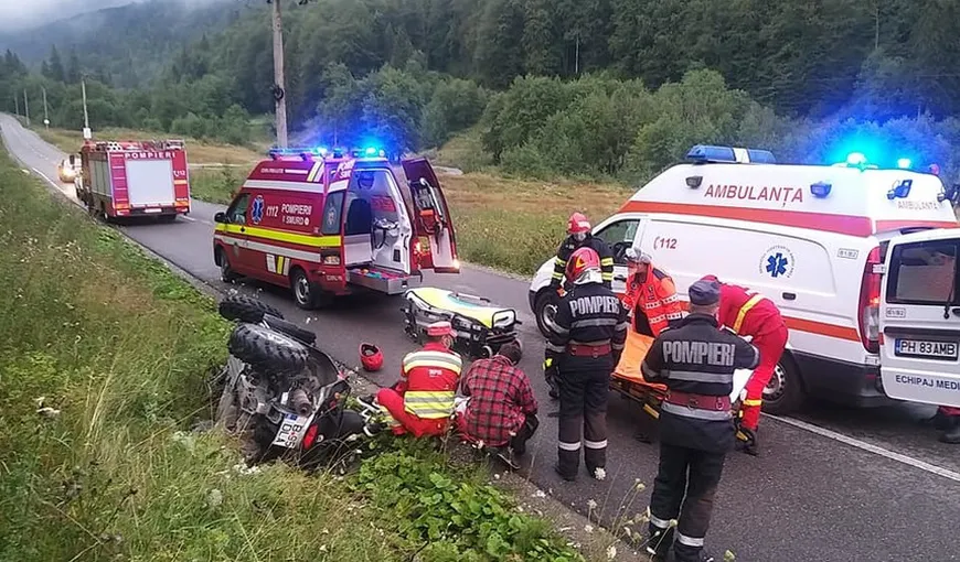 Accident grav în Prahova. Doi tineri s-au răsturnat cu ATV-ul