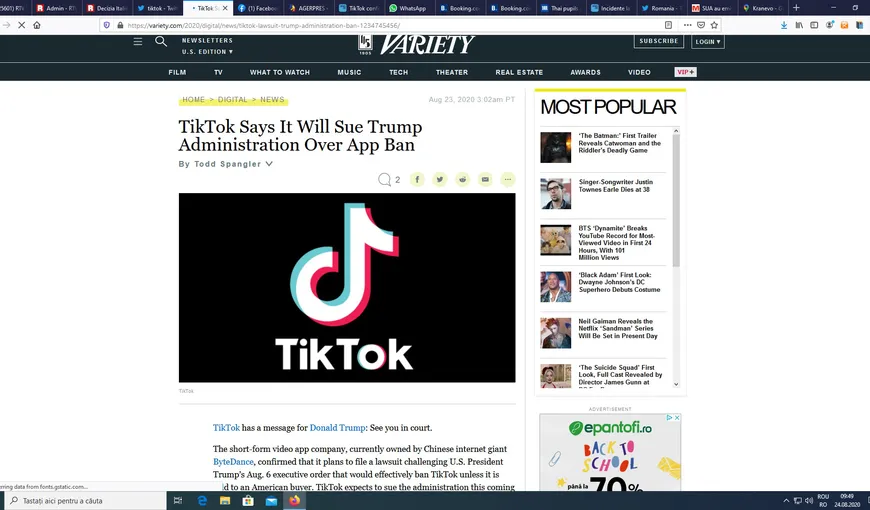 Donald Trump, dat în judecată de TikTok. Scandalul interzicerii aplicaţiei ia amploare în SUA
