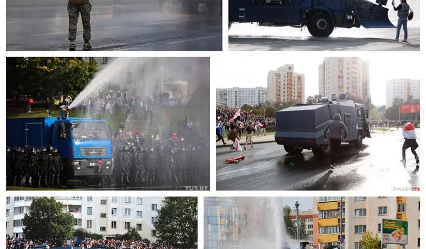 Proteste VIOLENTE în Belarus împotriva preşedintelui Lukaşenko. Manifestanţii, dispersaţi cu GRENADE şi tunuri cu apă