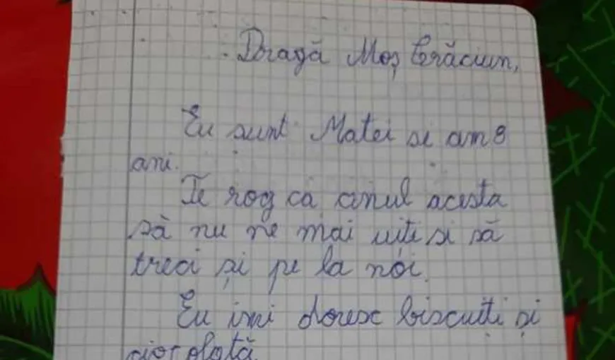 Moş Crăciun a primit o scrisoare răvăşitoare de la un copil de 8 ani. „Te rog să nu ne mai uiţi!”