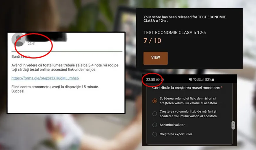 Elevii unui liceu din Bucureşti au dat test online la ora 22.41. Mesajul profesoarei: „Aveţi la dispoziţie 15 minute!”