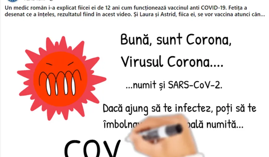 Cum funcţionează vaccinul anti-COVID. Clipul cu explicaţii realizat de un medic român din Suedia, preluat în Italia şi România