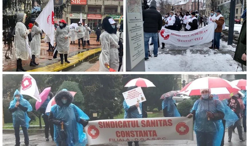 Proteste în toată ţara faţă de îngheţarea salariilor şi pensiilor. „Să ne spună Iohannis ce sector de economie merge din în ţara asta”