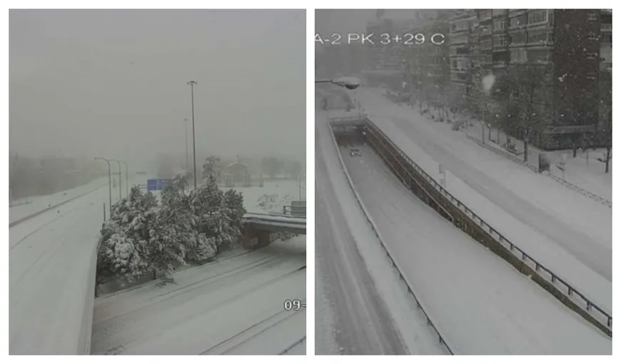 Furtuna de zăpadă Filomena face prăpăd în Spania. Oameni blocaţi în maşini pe timpul nopţii, copaci căzuţi şi străzi blocate