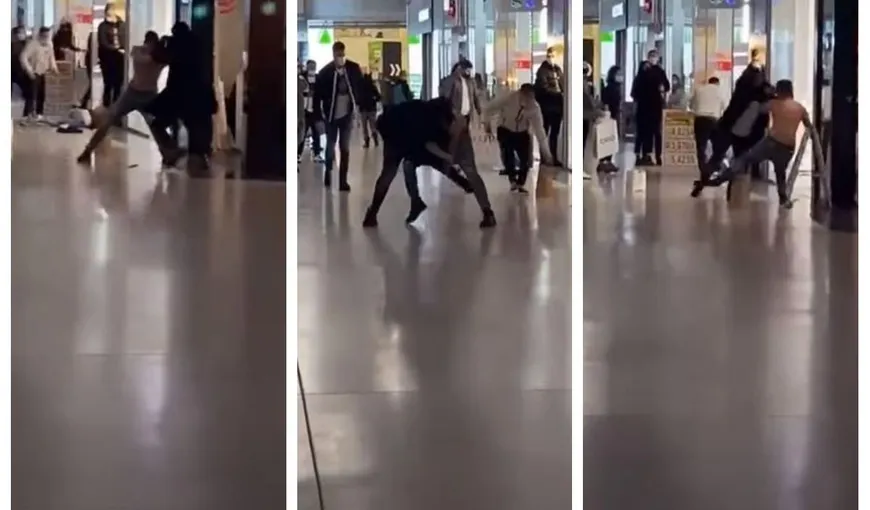 Bătaie într-un mall din Craiova. Indivizii s-au bătut cu pumnii şi picioarele chiar sub ochii trecătorilor – VIDEO