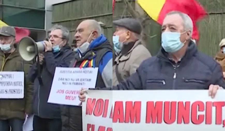 Pensionarii din Galați protestează în fața Ministerului Muncii. Bătrânii cer mărirea pensiei