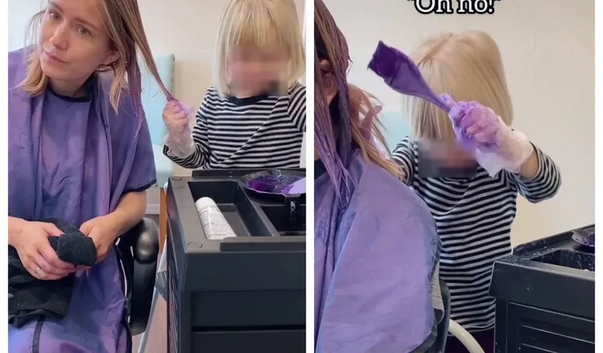 Decizie curajoasă luată de o mamă! Și-a lăsat fetița de trei ani să-i vopsească părul mov. Reacția când a văzut rezultatul e incredibilă VIDEO