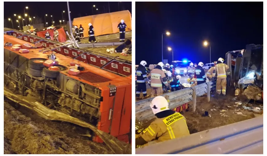 Autocar implicat într-un accident cumplit în Polonia. Şase persoane au murit şi alte 40 au fost rănite
