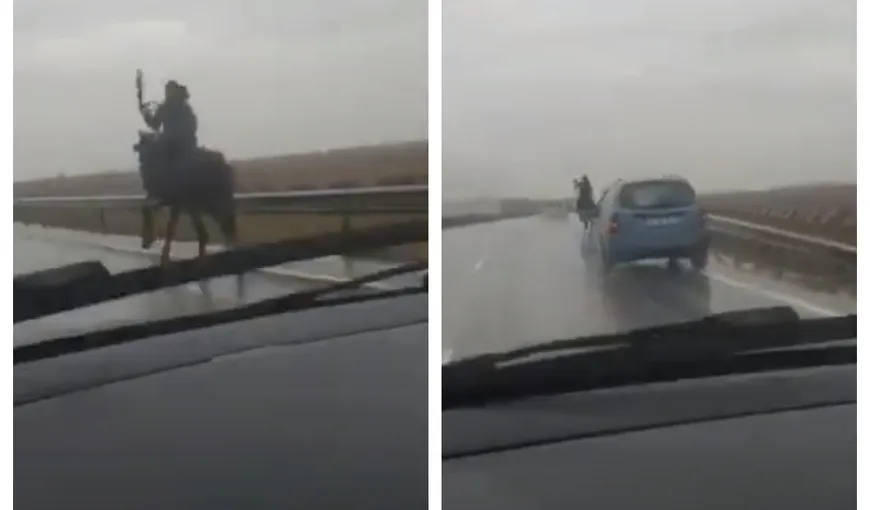 Călăreţ căutat de poliţişti, după ce a fost surprins gonind pe cal pe un drum european. Imagini virale