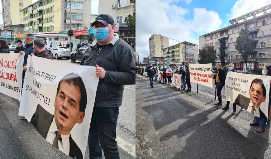 Ludovic Orban a fost întâmpinat de protestatari la Deva. Angajații Termocentralei Mintia își strigă nemulțumirile