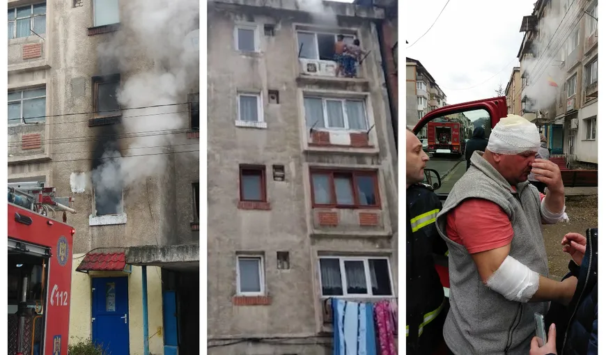 Panică într-un bloc din județul Hunedoara! Un incendiu uriaș a izbucnit la unul dintre apartamente. Locatarii s-au văzut nevoiți să iasă pe geam ca să se salveze