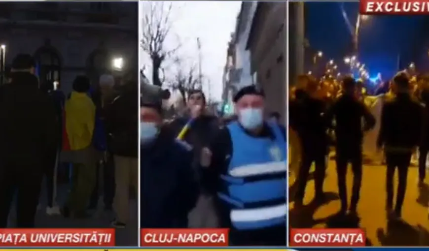 O nouă zi de proteste anti-restricții în România. Un protestatar a fost pus la pământ de jandarmi