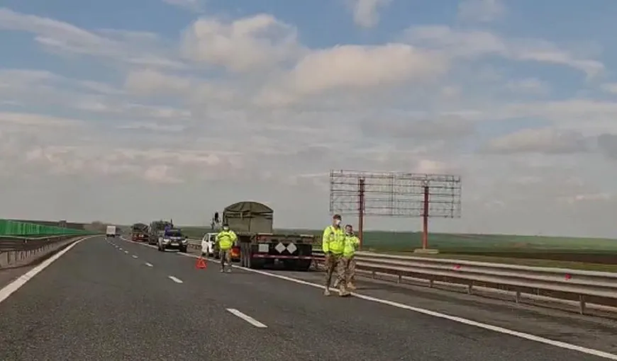 Vehicul militar american, implicat într-un accident rutier pe Autostrada Soarelui VIDEO