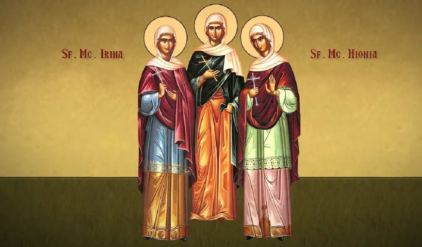Calendar ortodox 16 aprilie 2021. Sfintele Mucenițe Agapi, Hionia și Irina, făcătoare de minuni. Rugăciune pentru bunul mers al căsniciei