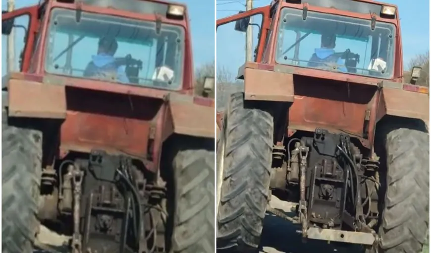 Imaginea zilei vine de la Cluj. Un copil a fost filmat la volanul unui tractor. Toată scena a devenit virală: Welcome to Romania!