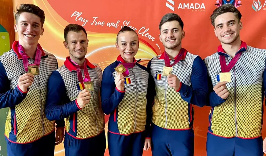 România, campioană mondială la gimnastică aerobică. Echipa României se întoarce acasă cu trei medalii