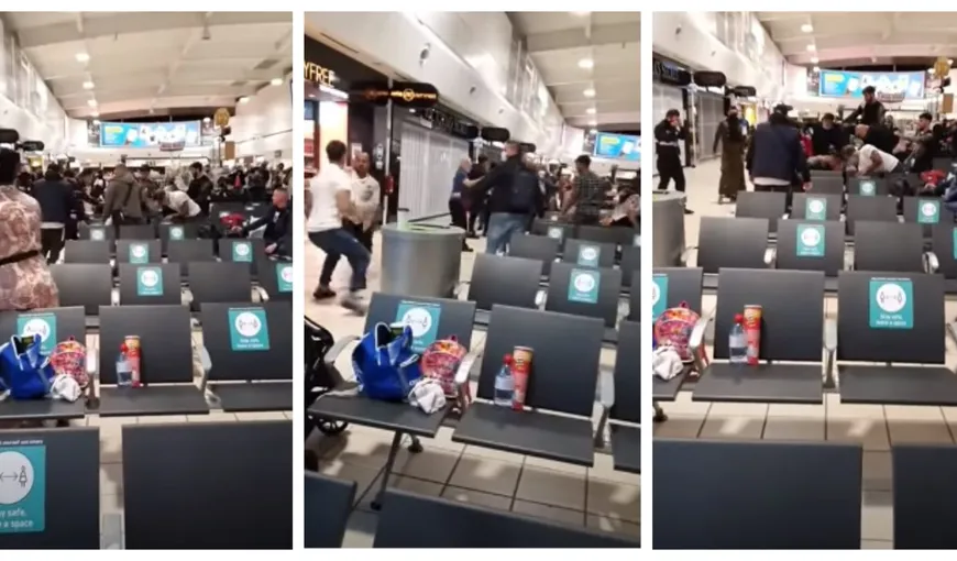 Bătaie cu români în aeroportul din Luton. Pasagerii au fugit speriaţi în toate părţile VIDEO