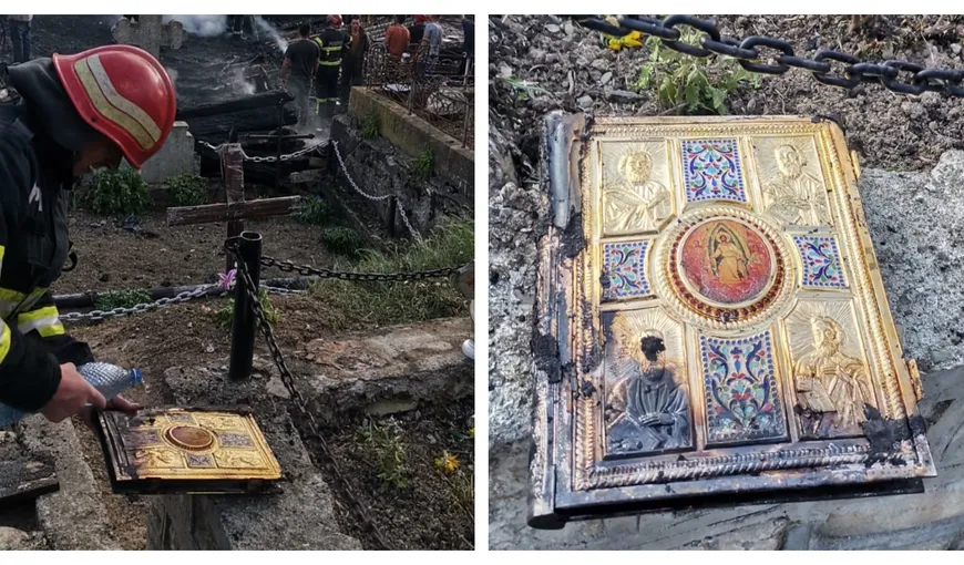 Minune de Înviere, după incendiul de la biserica din Vrancea. Evanghelia nu a fost atinsă de foc