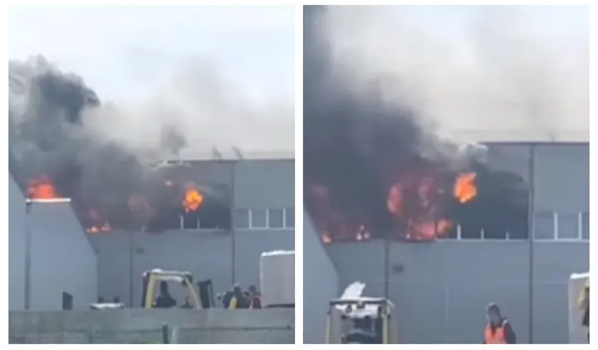 Incendiu de proporţii la o fabrică din Cluj.  Pompierii intervin de urgenţă