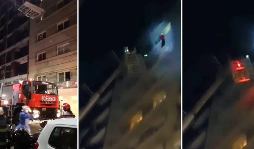 Incendiu de proporţii în hotel. Un fotbalist aflat în carantină a sărit de la etajul 11. VIDEO