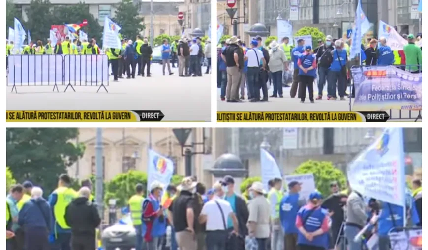 Protestele continuă în Bucureşti. Poliţiştii au ieşit din nou în stradă VIDEO