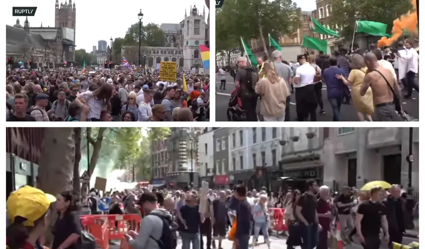 Proteste violente împotriva restricţiilor la Londra. Mii de oameni au ieşit pe străzi