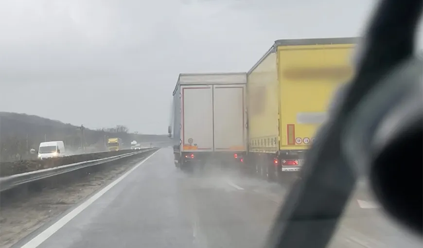 Cursă de TIR-uri pe autostradă, în Ungaria. Doi şoferi s-au luat la întrecere, inconştienţi că ar putea provoca o tragedie VIDEO