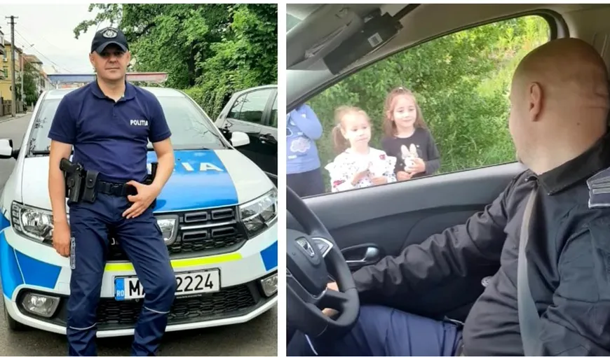 „Polițistul magician”, omul legii din Sibiu care aduce zâmbete copiilor. Imaginile devenite virale VIDEO