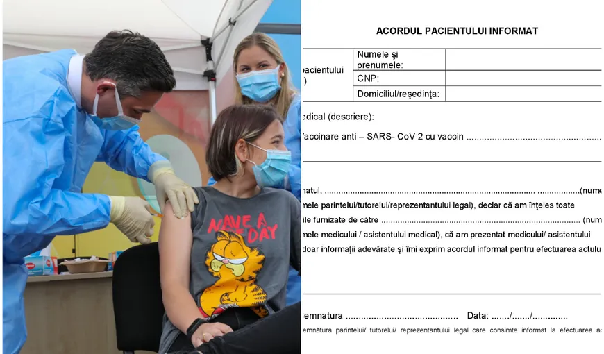 Cum arată formularul prin care părinţii îşi dau acordul pentru vaccinarea copiilor împotriva COVID-19. Descarcă-l de aici